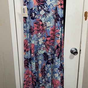 Light blue and pink maxi skirt